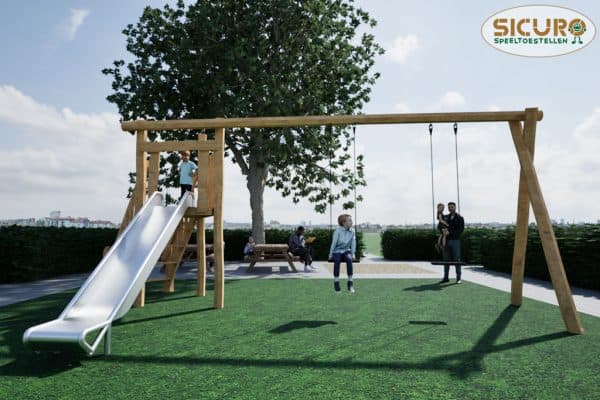5008RB Driehoeksplateau Combi Dubbel Robinia speeltostel 01 5008RB Driehoeksplateau Combi Dubbel Robinia speeltostel 01